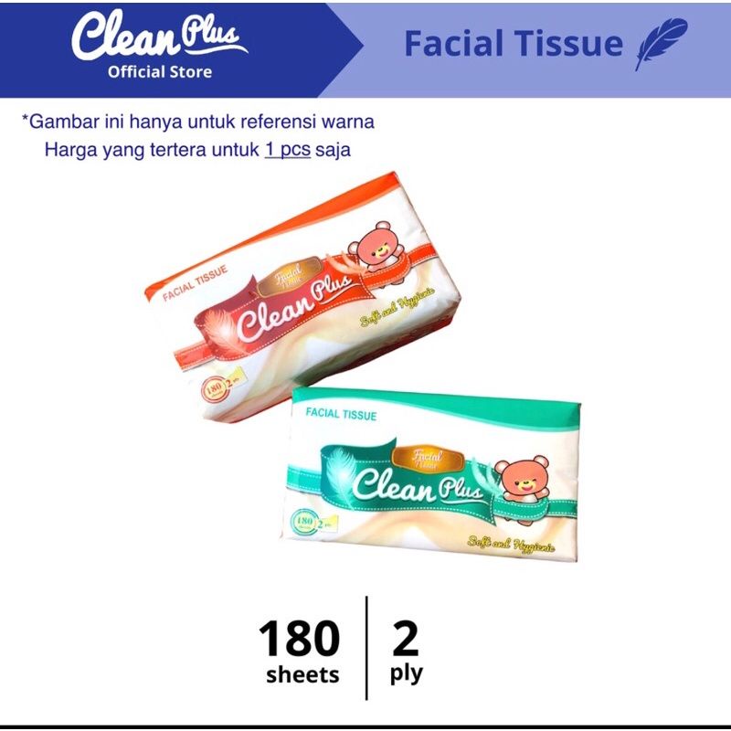 CLEAN PLUS Tissue 180 Sheets Tisu Murah Tekstur Lembut