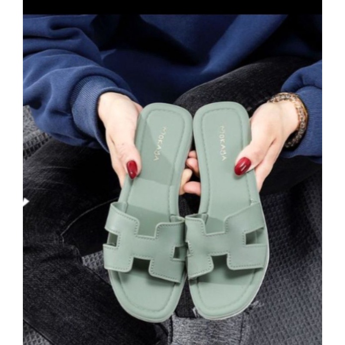Sandal Slop H Polos Mokaya Import HPS 8856-494-Hijau