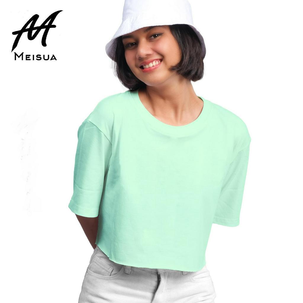 Crop tee Oversize kaos basic LD 104 HIJAU MINT