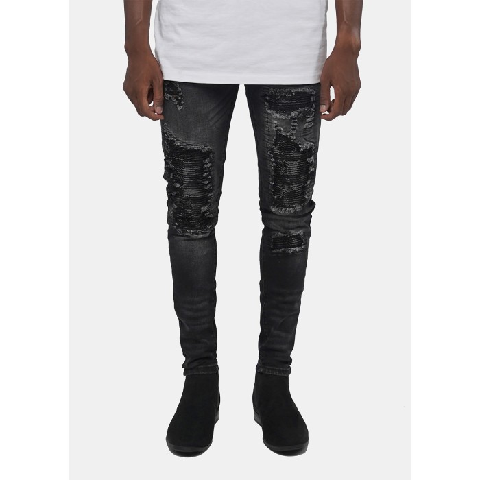 RUCAS - SHADOW  BLACK BIKER JEANS