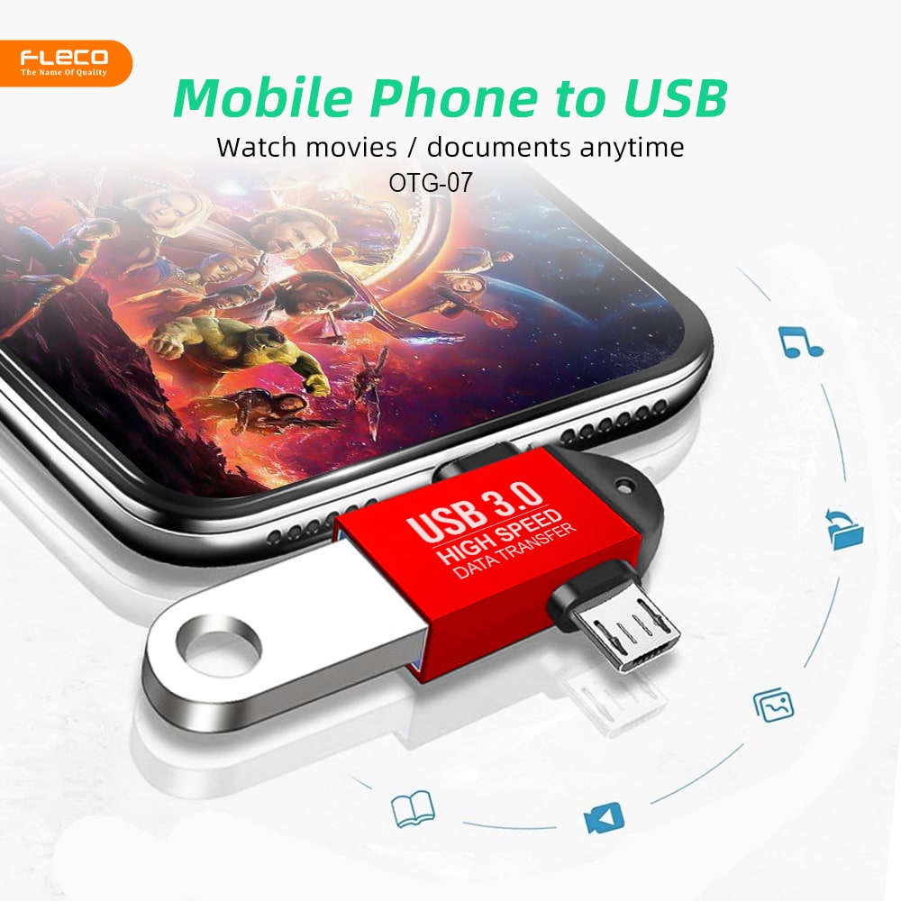 OTG FLECO 2IN1 TYPE C + MICRO Usb Converter Usb C 3.0 Flash Disk Mouse Connector For Smartphone Android Usb Plug