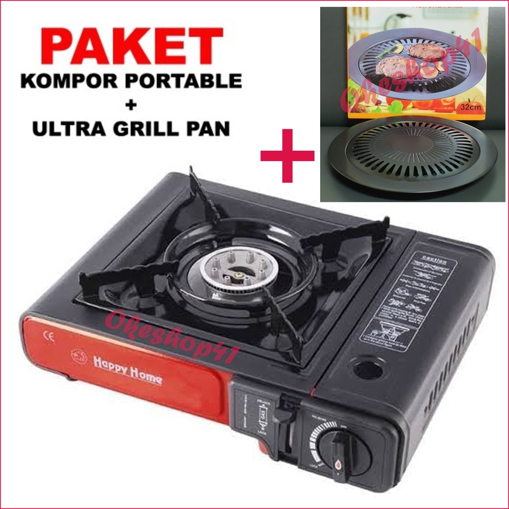 Happy Home Paket Kompor Portable dan bbq ultra grill pan