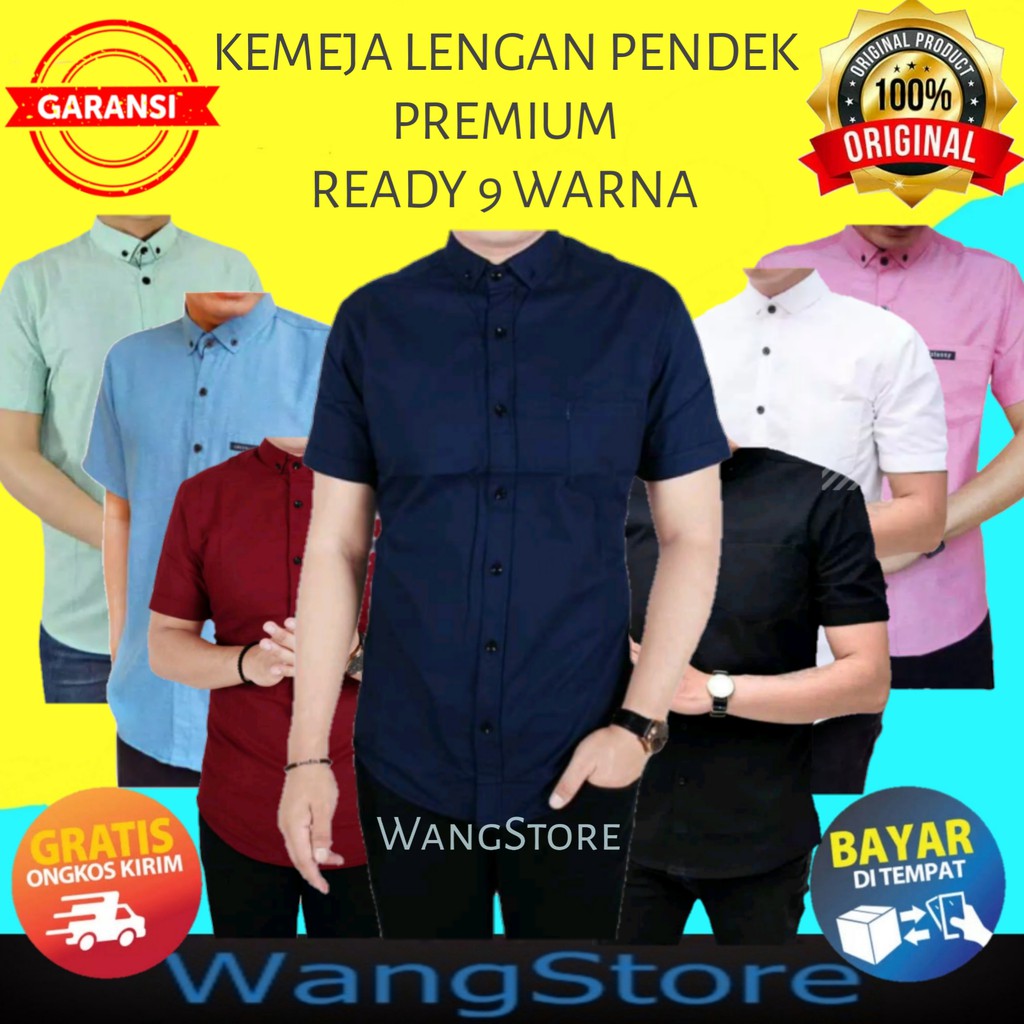  Baju  Kemeja Hem  Pria Laki Laki Cowok  Lengan  Pendek  Polos 