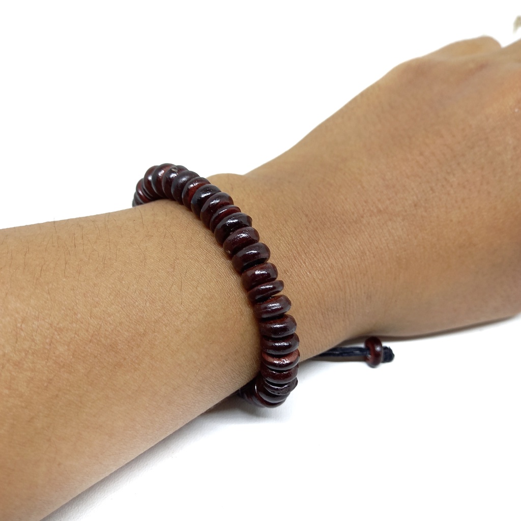 Gelang Pria Kokka Kokkah Kaukah Kayu Model Pipih Warna Coklat