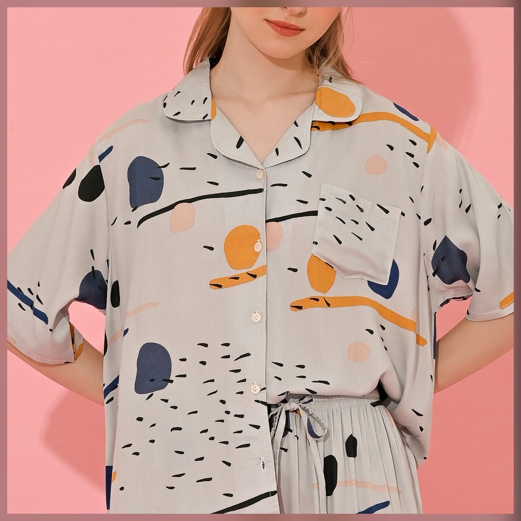 Kalla set - Sleepwear / Piyama Baju Tidur Rayon by RAHA Sleepwear-Salted Egg