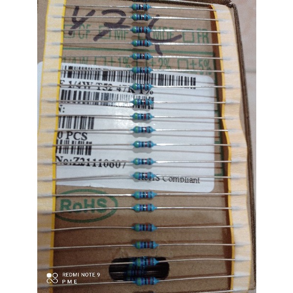 RESISTOR TAIWAN METAL FILM. 1/4wat.1%.47k. 100pcs