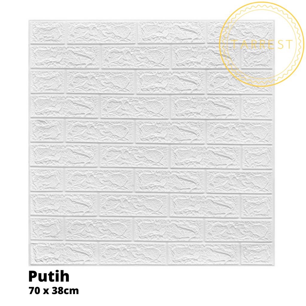 Wallpaper Dinding 3D MOTIF BATA 70cm x 77cm dan 70cm x 38cm 3mm-White 70 X 38CM