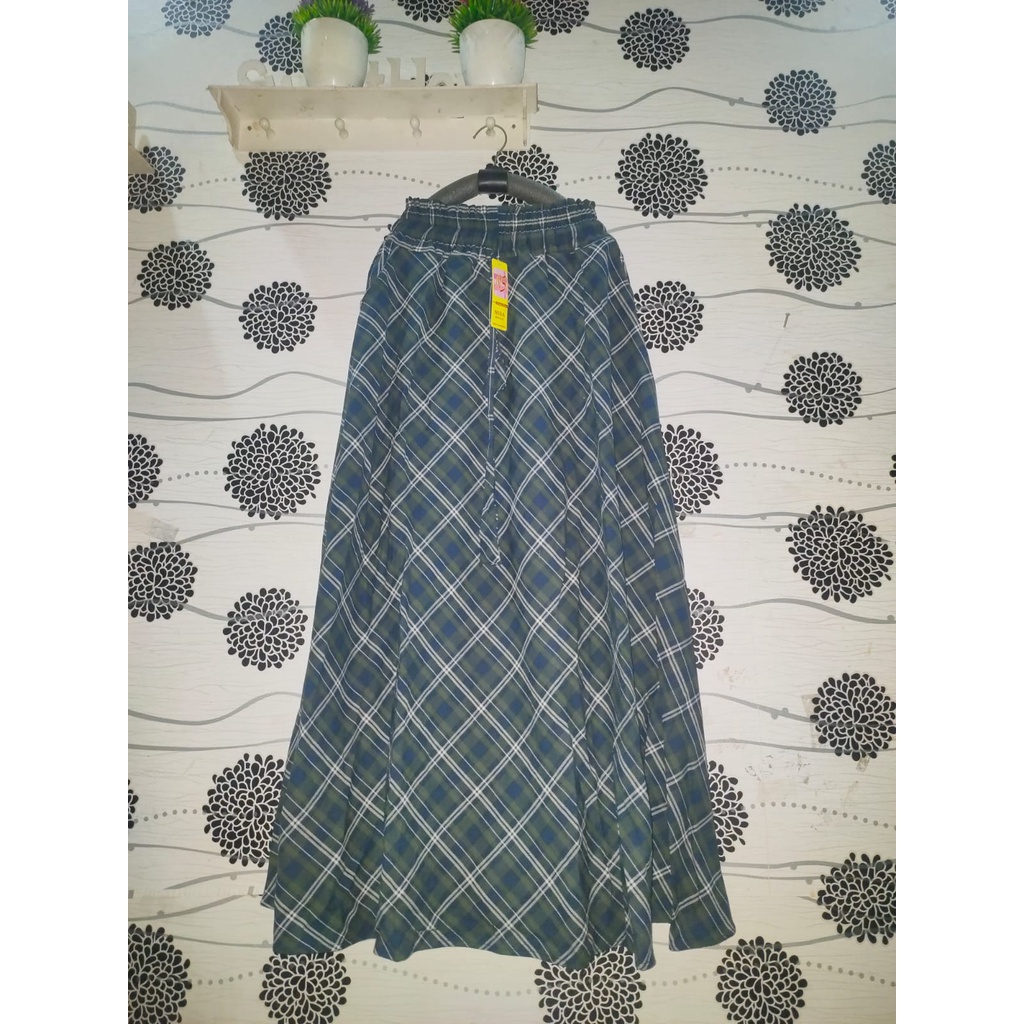 ROK FLANEL IMPORT PANJANG/ROK TARTAN/ROK KOTAK PAYUNG-Ai