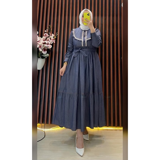 MIDI DRESS BELIFI (SPECIAL DENIM LACE) by BELIFI