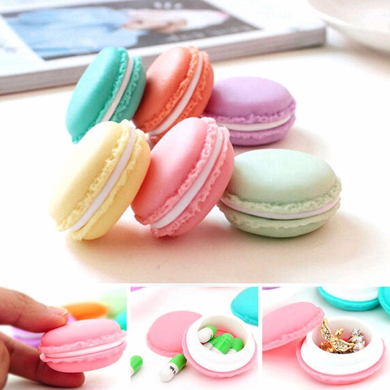 Kotak Mini lLucu Bentuk Macaron Tempat Obat Anting Cincin Perhiasan Earplug Serbaguna