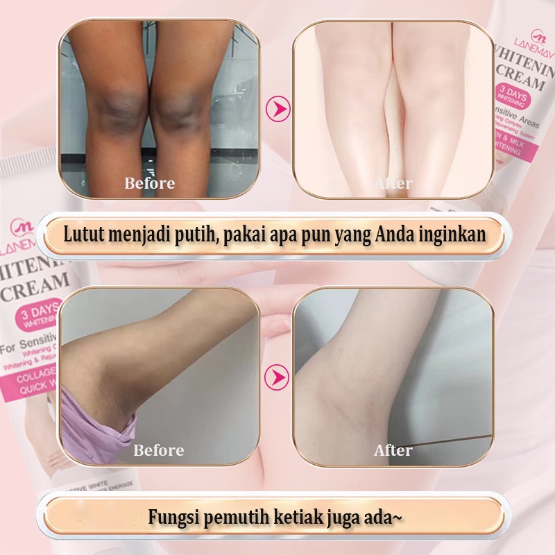 Whitening cream Krim pemutih Whitening body lotion Krim pemutih ketiak krim pemutih bagian pribadi 60g Pemutih seluruh tubuh lutut  siku alur pantat bagian privat lotion pemutih