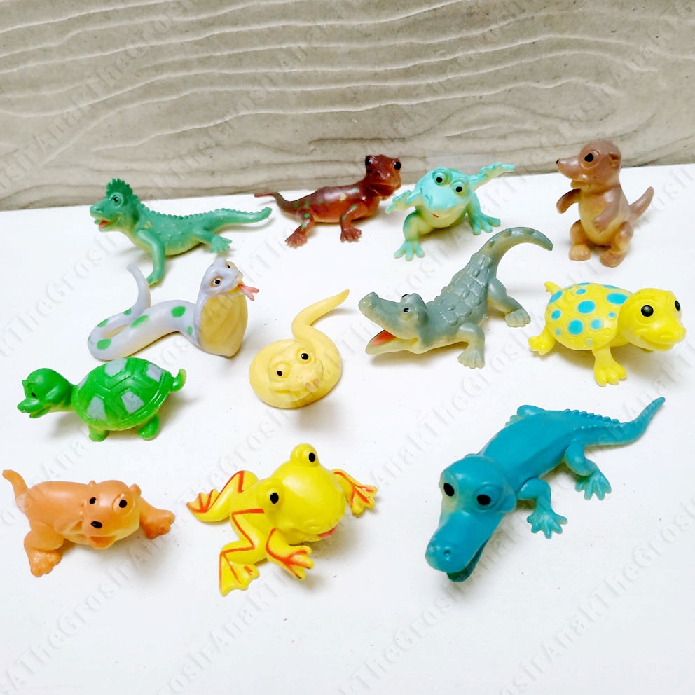 Baby Zoo 443B Reptile PREMIUM ISI 12 Mainan Miniatur Bayi Hewan Reptil Ular Buaya Kodok