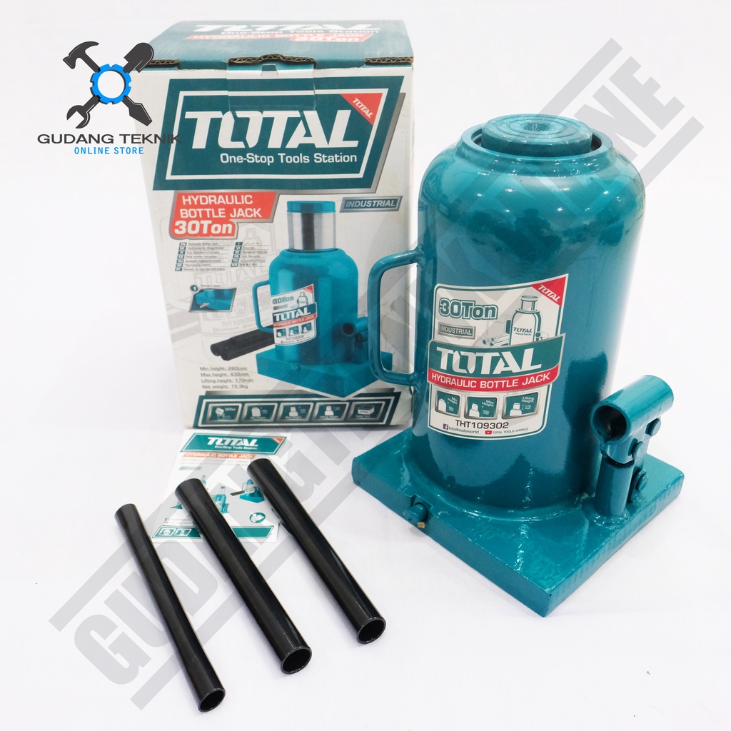 Dongkrak Botol 30 Ton TOTAL THT109302 / Hydraulic Jack 30T TOTAL - Dongkrak Hidrolik THT 109302