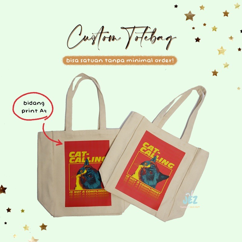 TOTEBAG CUSTOM KANVAS PREMIUM / TAS BLACU CUSTOM DESIGN GAMBAR LOGO TULISAN
