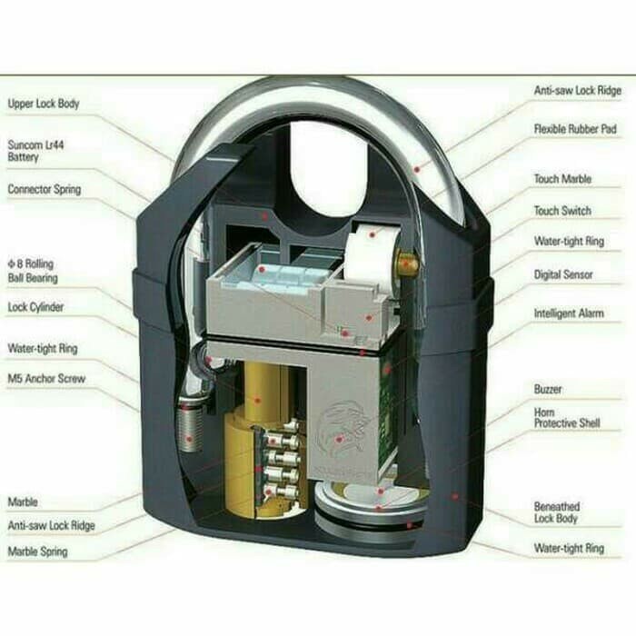 ORIGINAL Gembok Alarm Anti Maling Anti Pencuri Ring Panjang Pengaman