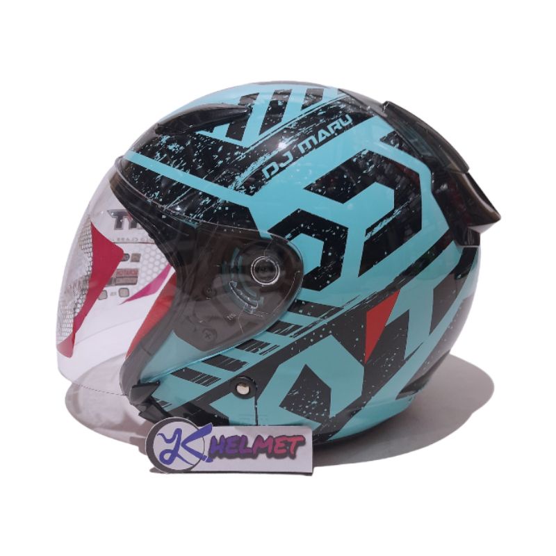 HELM KYT DJ MARU MOTIF #16 aqua blue