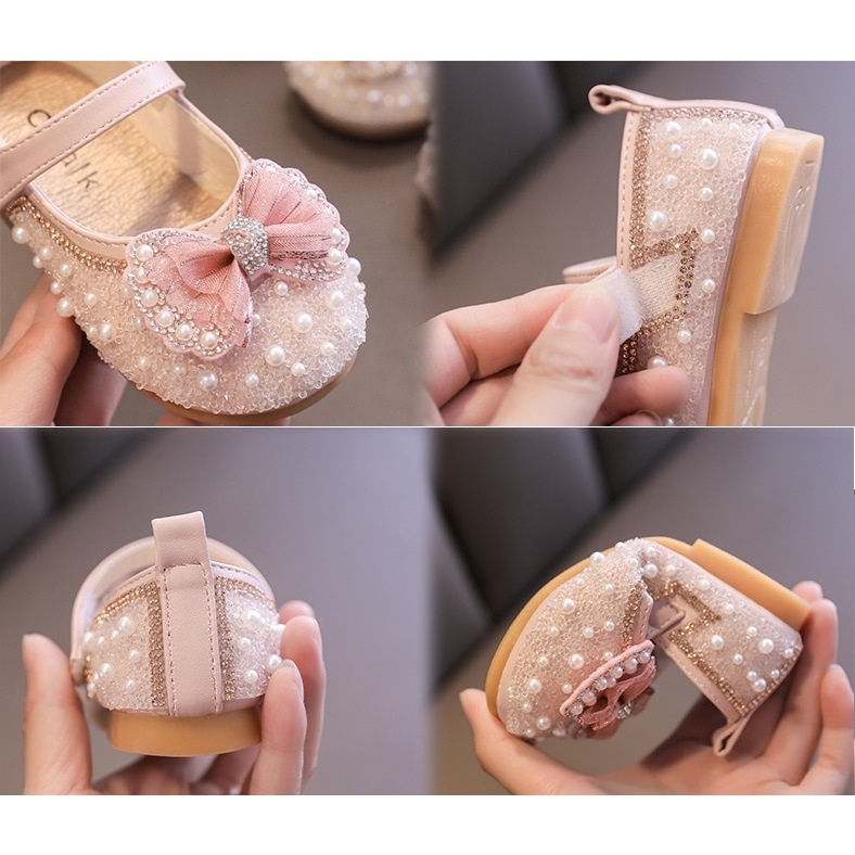 SH14-Sepatu Pesta Anak Perempuan Mutiara Pita