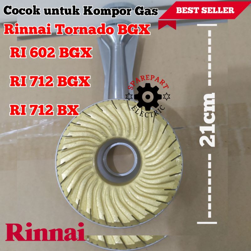 CEROBONG + BURNER KUNINGAN KOMPOR GAS RINNAI TORNADO BGX 602 712