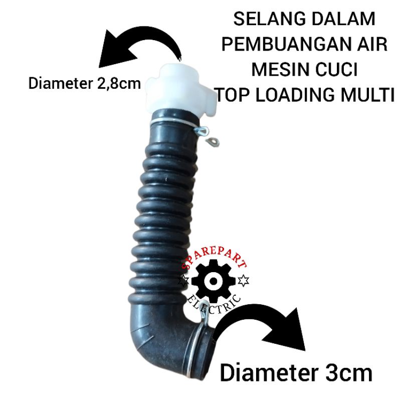 SELANG DALAM / SELANG KARET BENGKOK UNTUK MESIN CUCI UNIVERSAL TOP LOADING