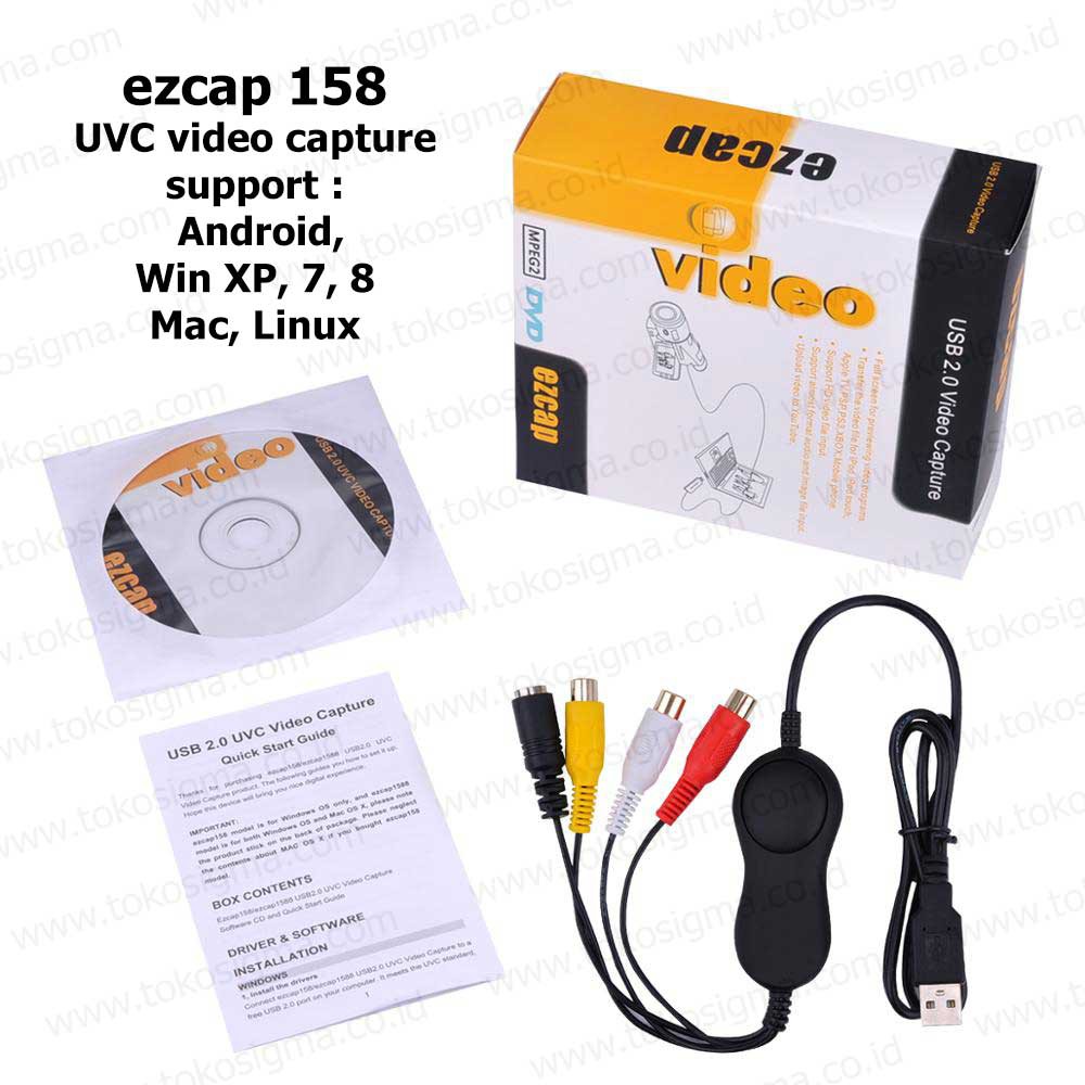 EZCAP 158 USB 2.0 VIDEO CAPTURE GRABBER AV RCA UVC SUPPORT ANDROID