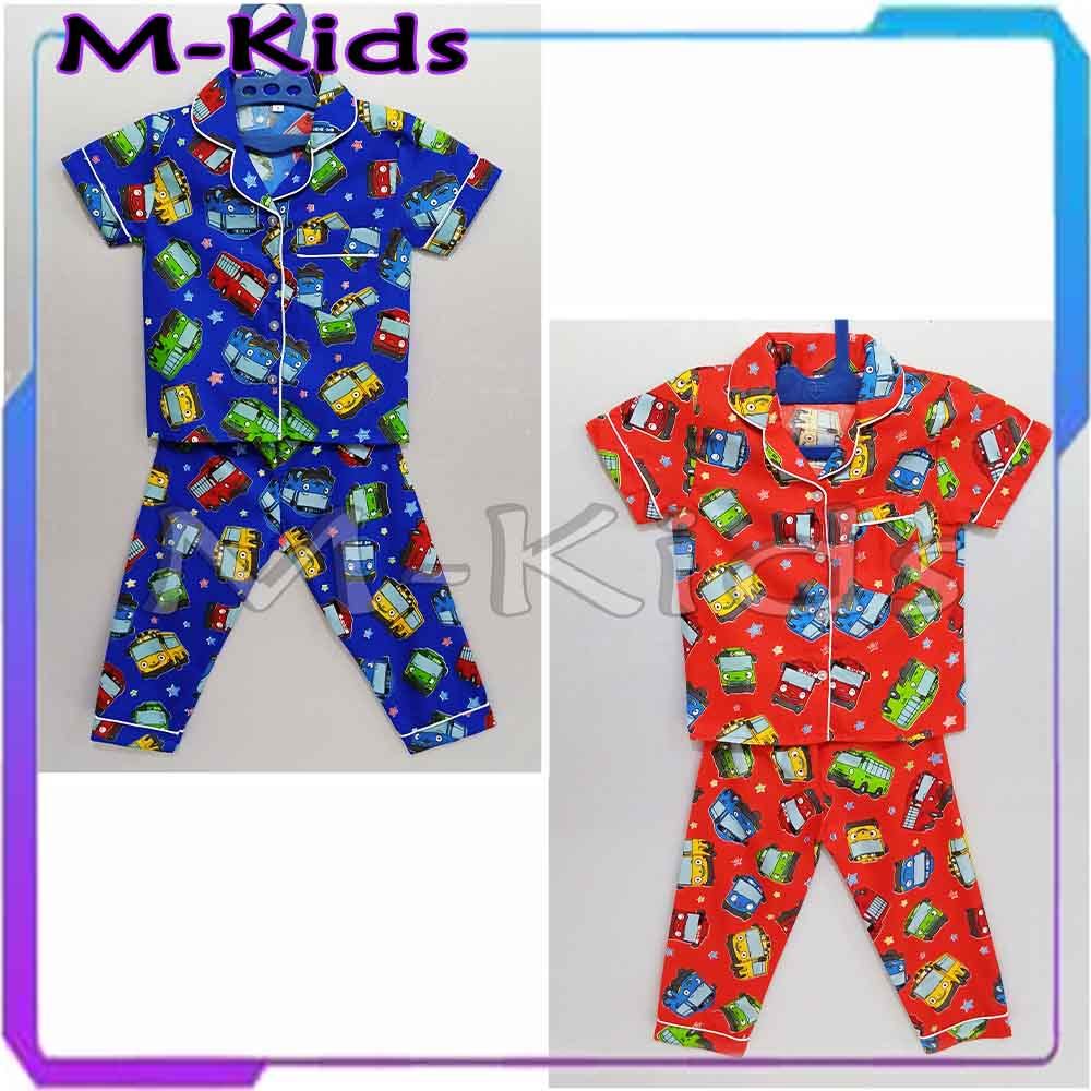 MKids88 - Baju Tidur Setelan PIYAMA Anak Katun CP Motif Tayo