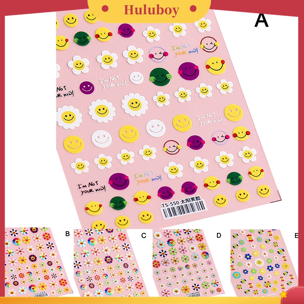 Huluboy Huluboy♡ Stiker Kuku Bentuk Bunga Matahari 3D Dengan Lem Belakang Untuk Manicure