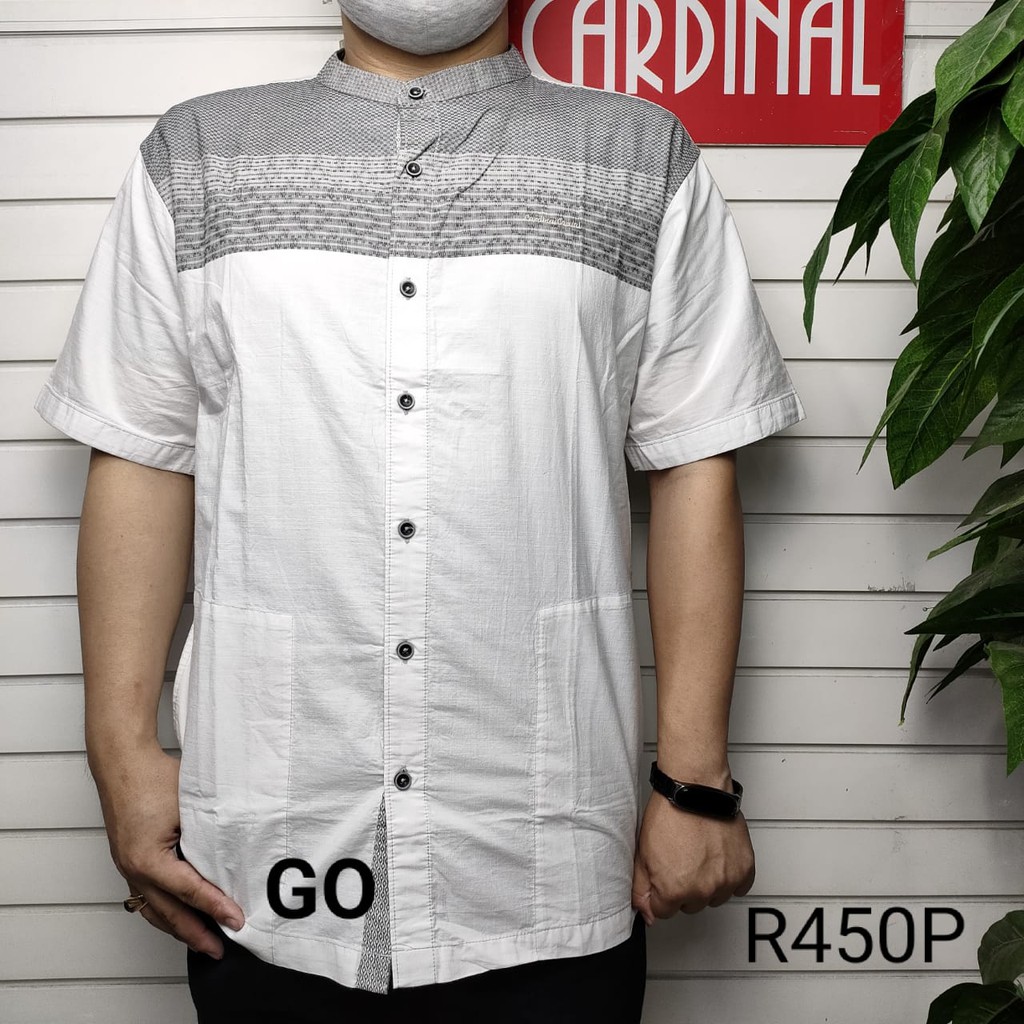 gof XL BIG SIZE CARDINAL KEMEJA KOKO Taqwa Pakaian Pria Original Baju Muslim Salur Lengan Pendek TBQ