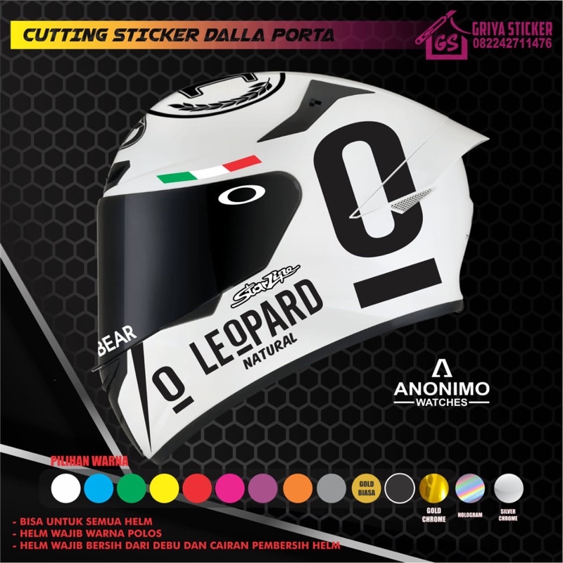 Sticker helm Leopard Dalla Porta set murah kyt tt course nfr stiker DallaPorta cutting helm