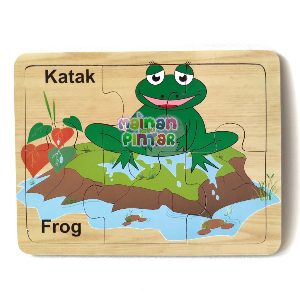 Mainan Kayu Pintar Puzzle Kayu Jigsaw Gambar Katak SNI Murah Berkualitas Bisa COD