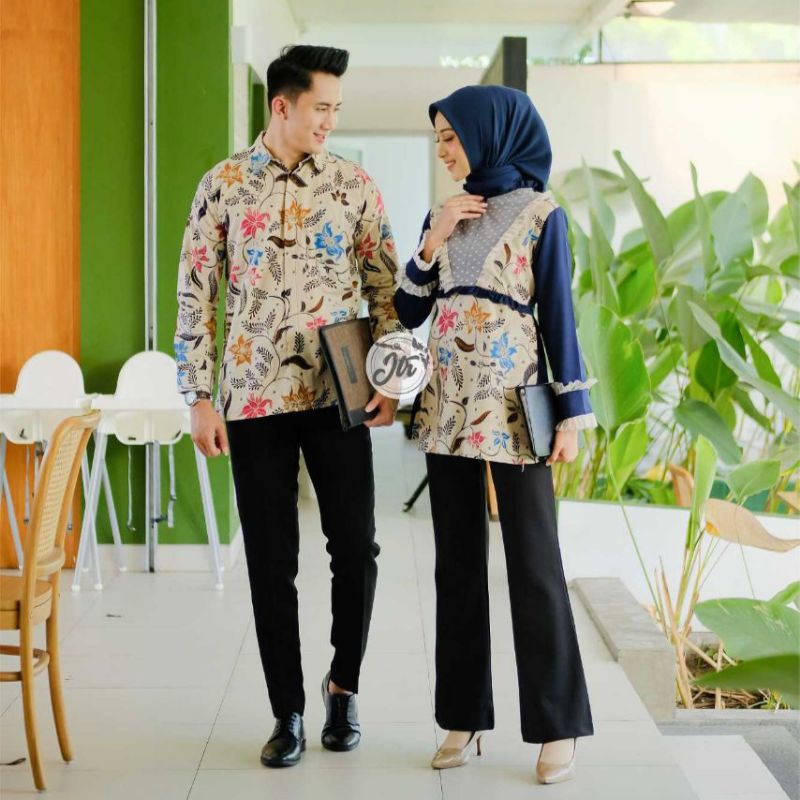 Atasan COUPLE batik blouse lurik GODONG LURIK batik wanita modern blus baju kantor jumbo batik Pekalongan