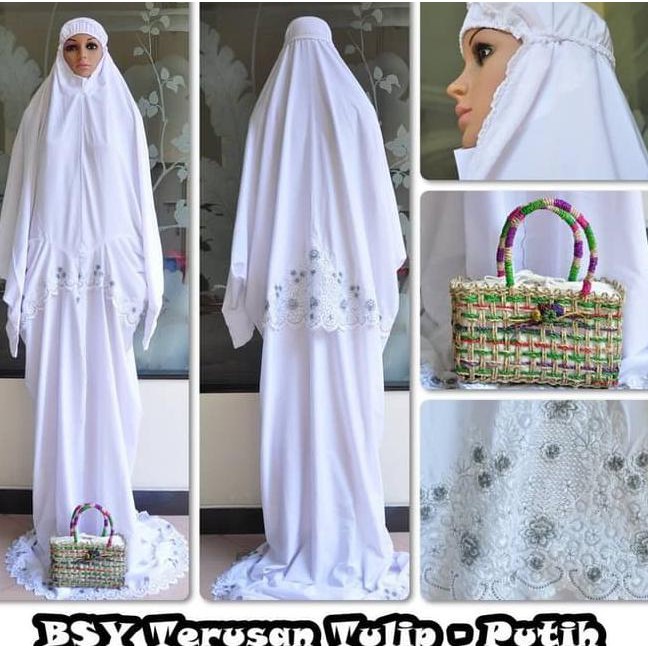 Mukena Bsy Terusan Tulip Putih