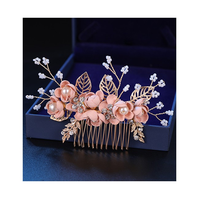 LRC Aksesoris Rambut Fashion Pink Big Flower Hair Comb F39660