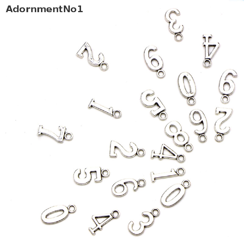 (AdornmentNo1) 10 / 50pcs Liontin Bentuk Angka 0-9 Model Tibet Untuk DIY Perhiasan Charms