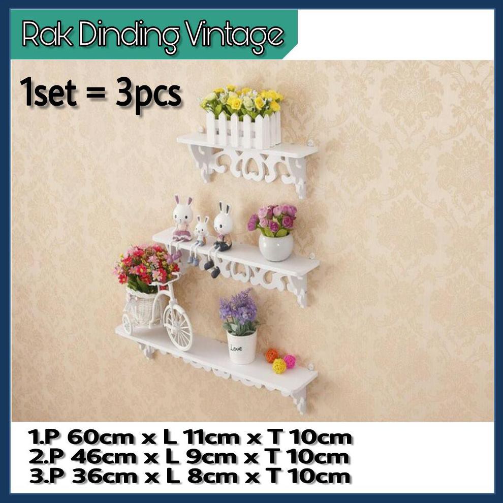  Rak  Dinding Vintage 1 Set Isi  3  Pcs RAK  DINDING VAS POT  