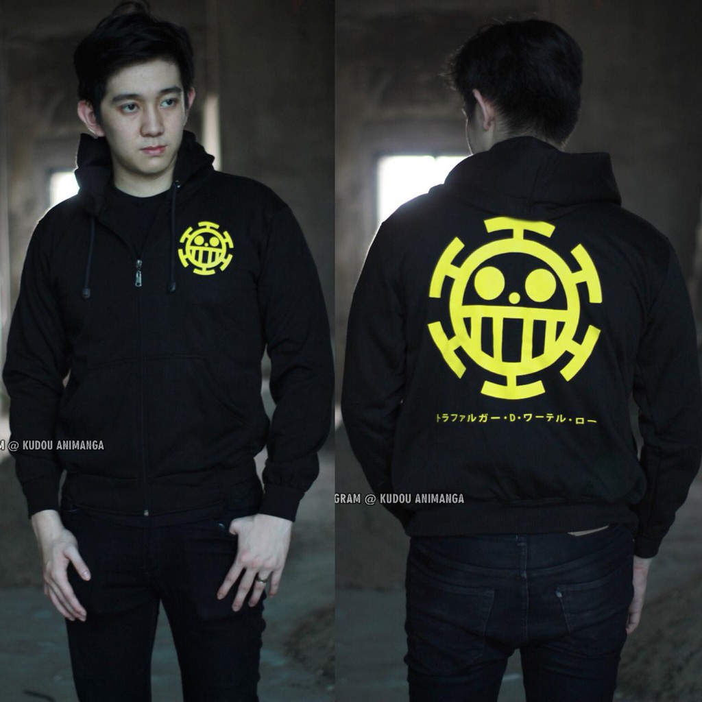 Jaket Trafalgar Law Casual Logo Black Onepiece Mugiwara