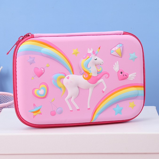 Tempat pensil unicorn kotak pensil pensil case hardtop 3D unicorn lucu