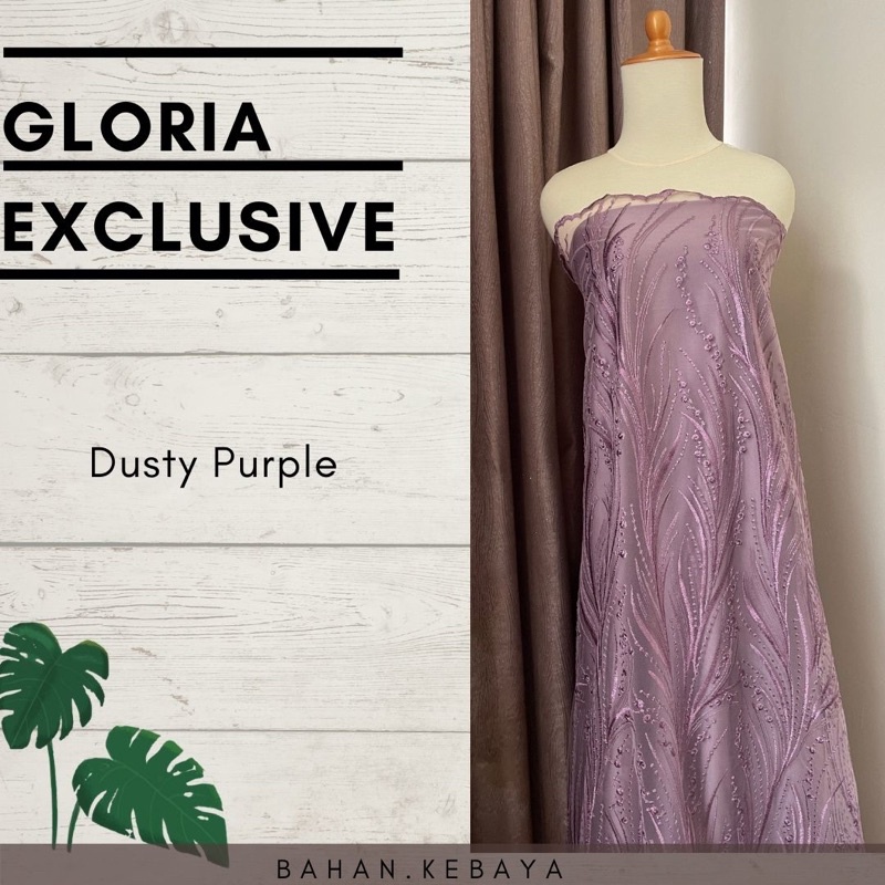 Kain Brukat Brokat Bahan Kebaya Tile Mutiara Gloria Exclusive Warna Dusty Purple Ungu