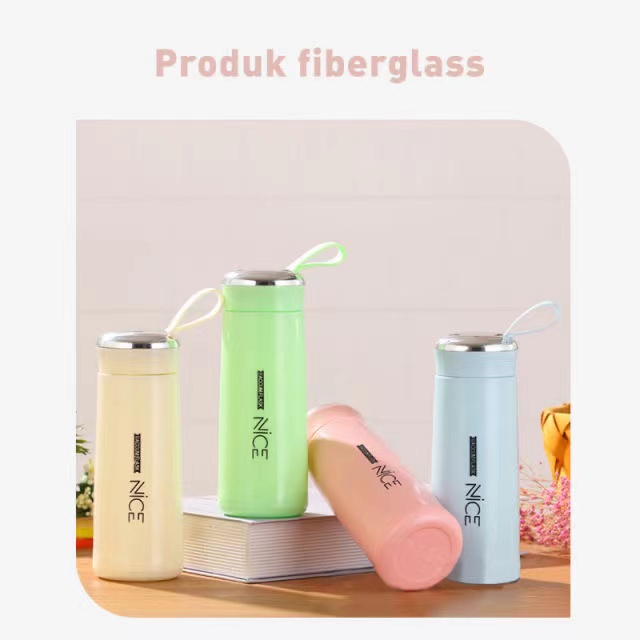 [OL] Botol Minuman Cangkir Kaca Nice 400ML Warna Cantik