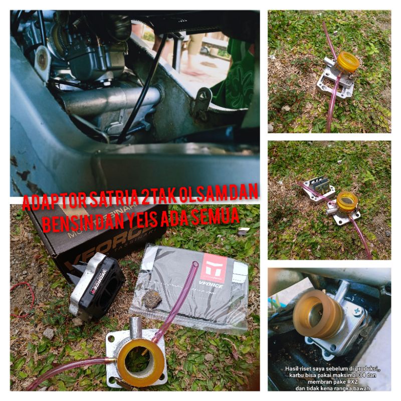 Adaptor intake karburator Suzuki Satria 2tak hiul  pnp membran rxz Vforce 3 RX-King Vforce 4 rxz sat