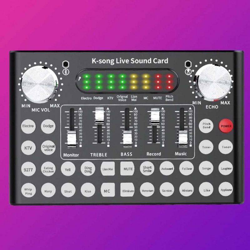 Sound Card Amplifier Mixer USB Live Broadcast Recording Rechargeable