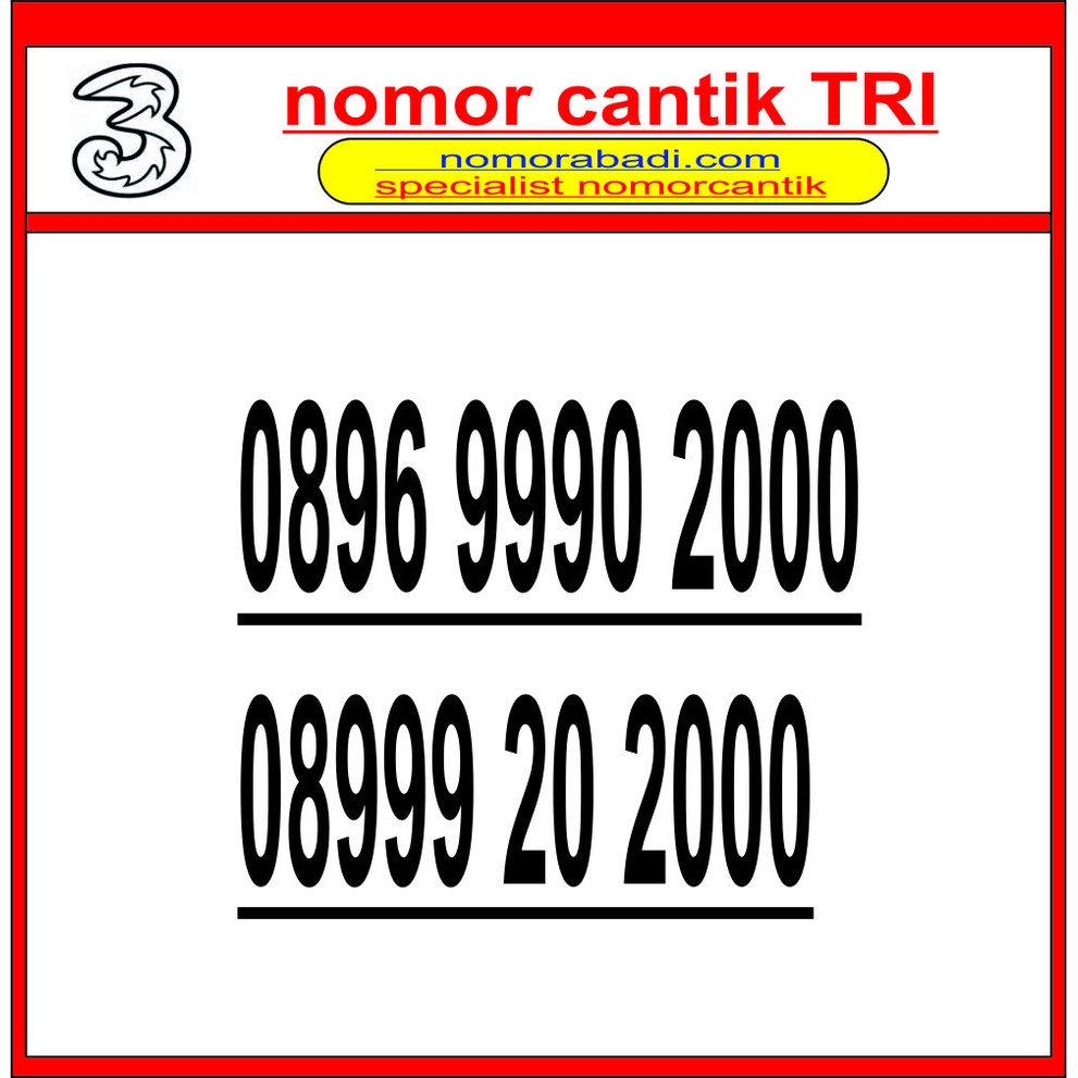 nomor cantik tri tahun h2200