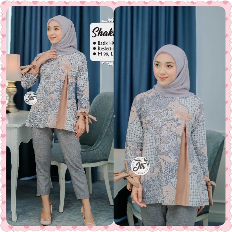 tey-17 Batik wanita ASJ SA HRB026 Kenongo Kemeja Tosca Pendek-4