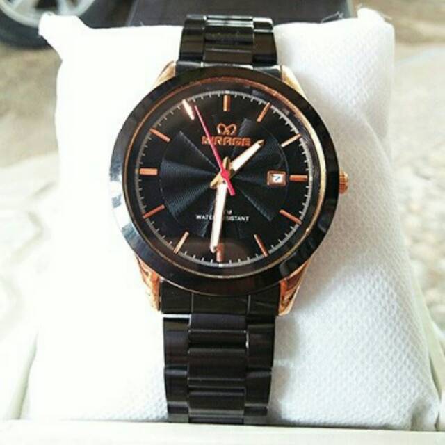 Jam tangan mirage original black rose gold unisex