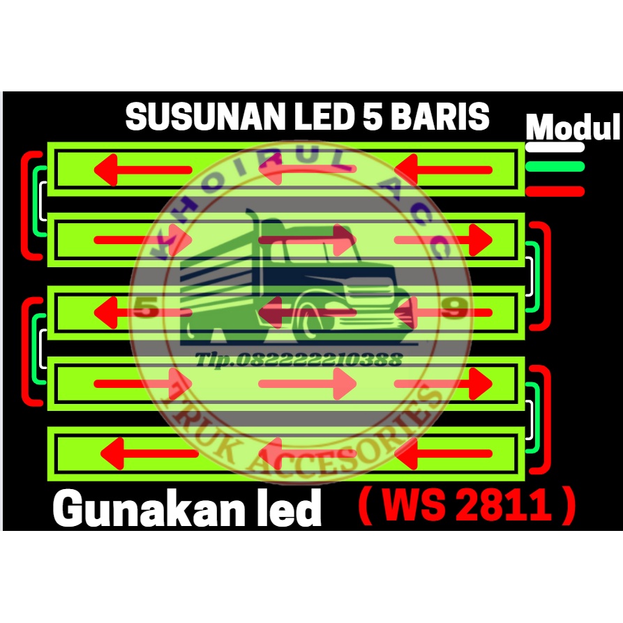 Modul Strobo Running Text 5 Baris 30 Mode