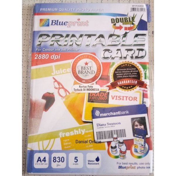 

Kertas id Card PVC Tebal merek BLUE PRINT