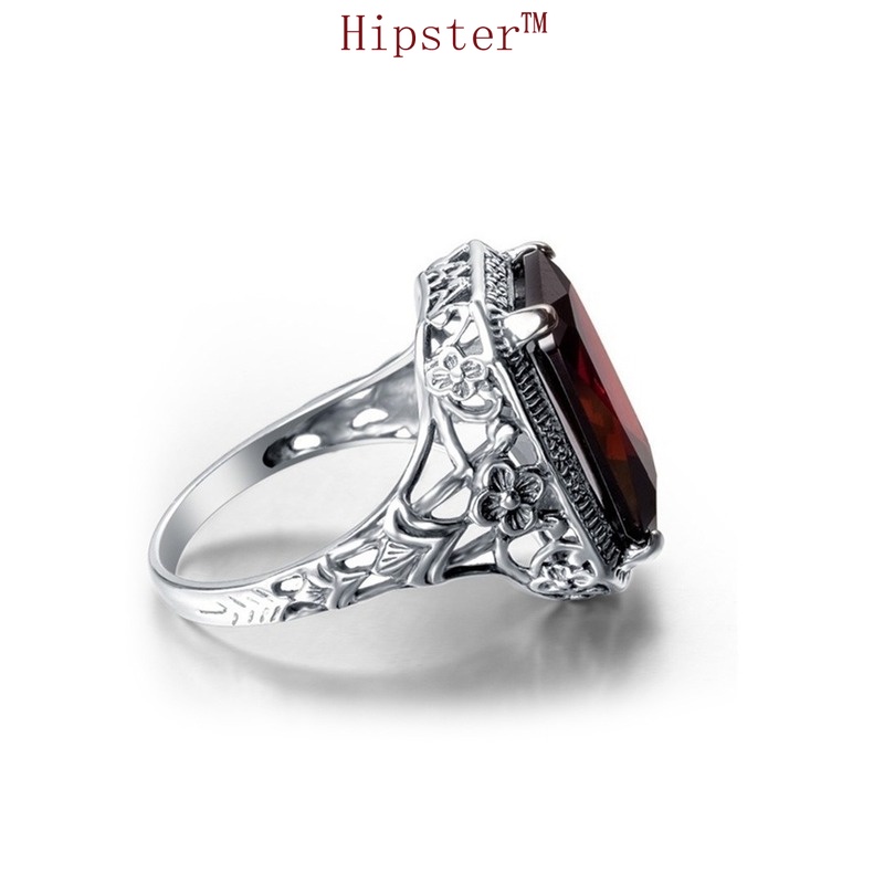 Hot Sale European and American New Vintage Inlaid Ruby Ring