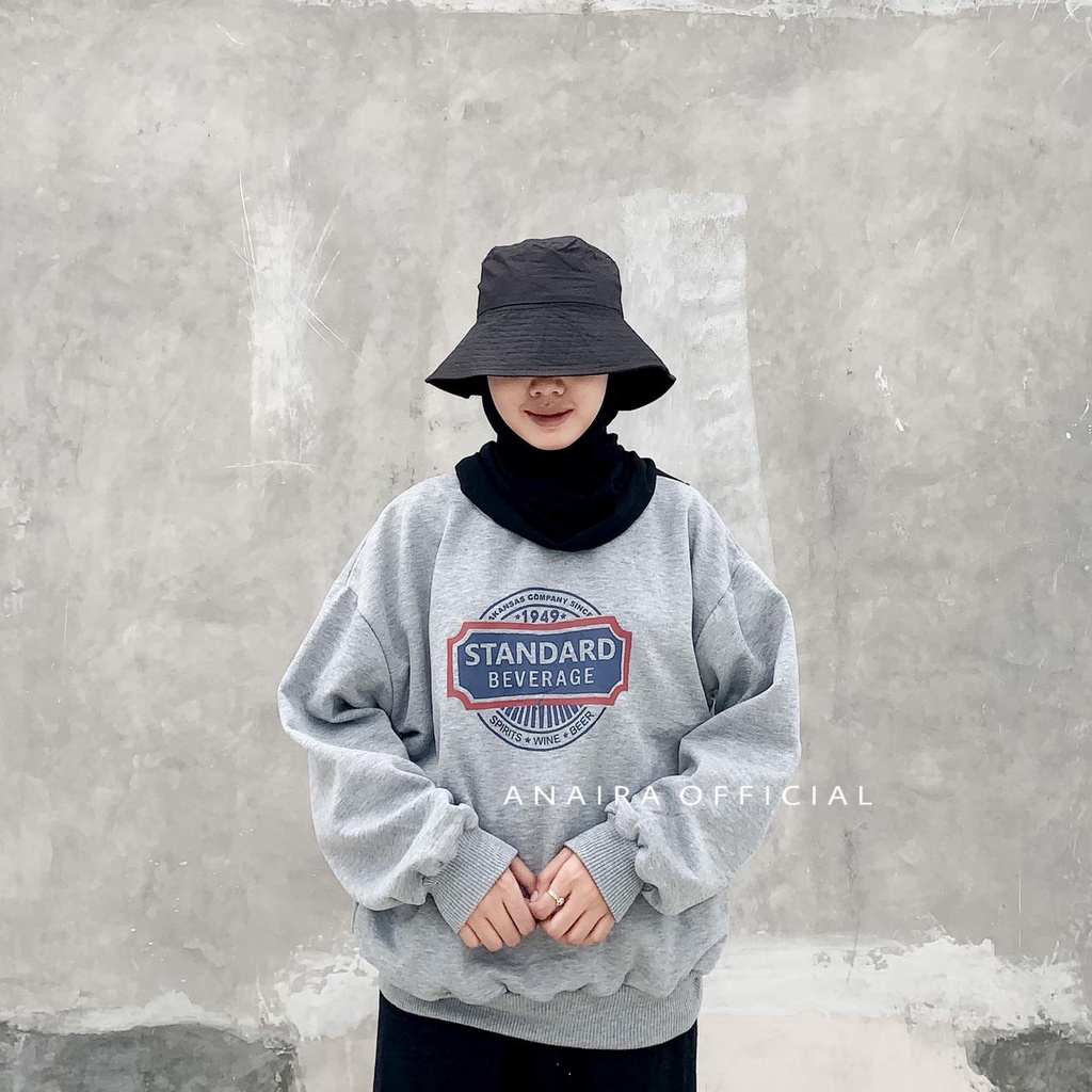 BEVERAGE SWEATER OVERSIZE PRIA WANITA CREWNECK TANPA HOODIE