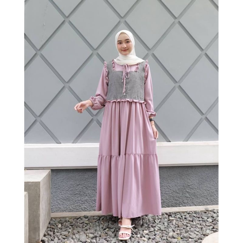 LALA MAXI DRESS GAMIS REMAJA PEREMPUAN DRESS PLUS ROMPI TERPISAH GAMIS REMAJA freya dress gamis jumbo, midi dress Gamis Rayon Susun Polos Paling Laris Gamis midi Viral Trend