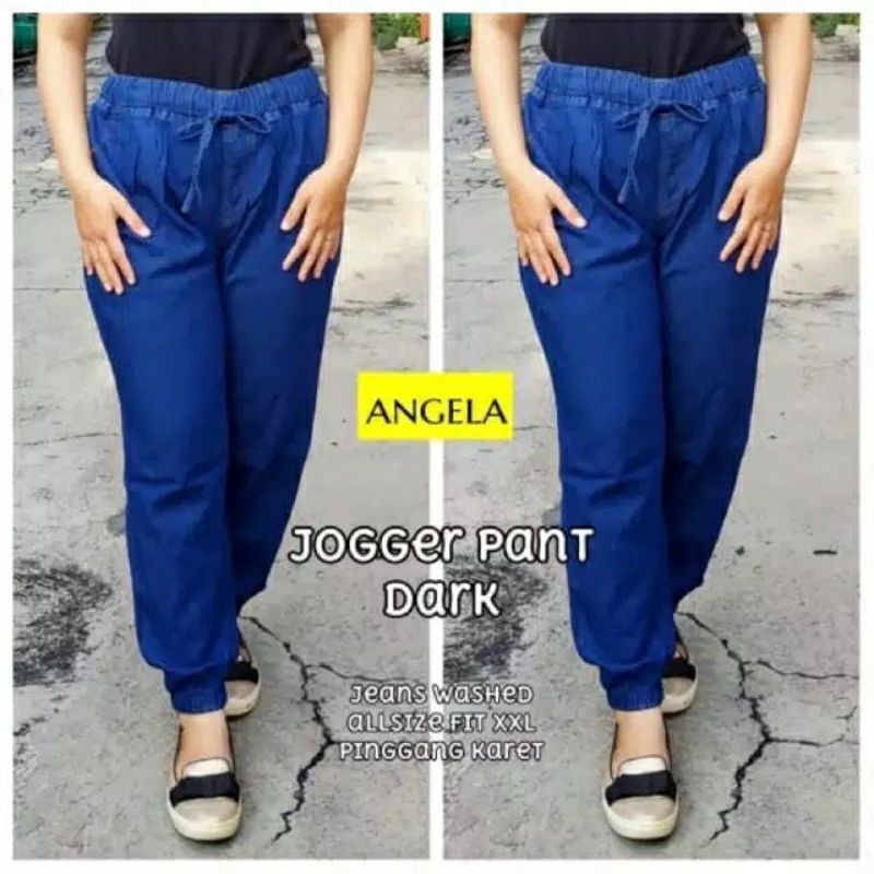 (Bisa COD) Jogger Jeans Wanita Jumbo/ Celana Joger Jeans Wanita Super Jumbo