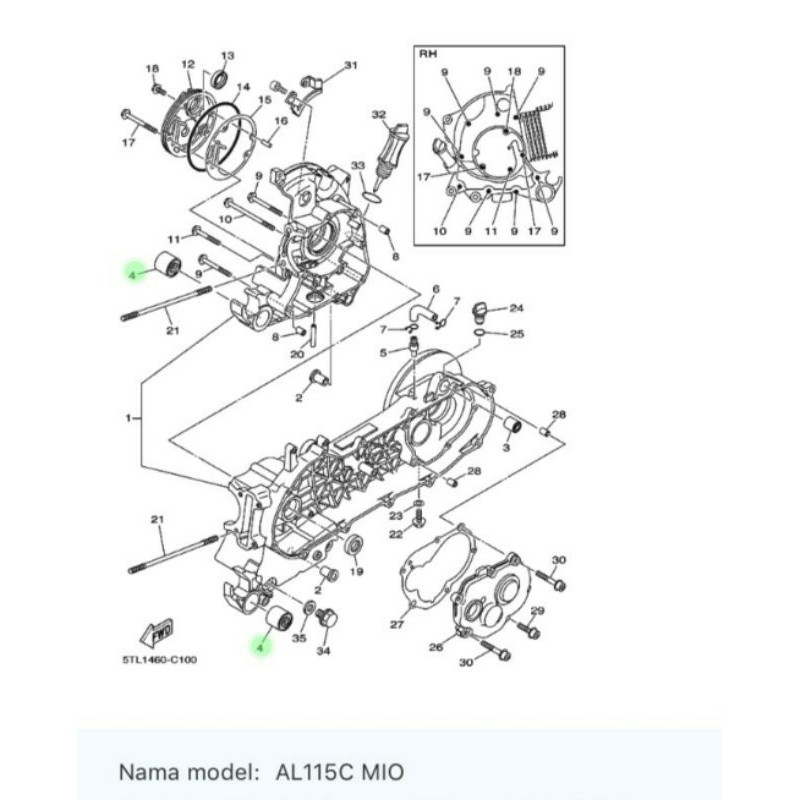 BOSH ARM MESIN CVT MIO SPORTY  MIO SOUL FINO KARBU ASLI ORI YAMAHA 5TL F2123 00